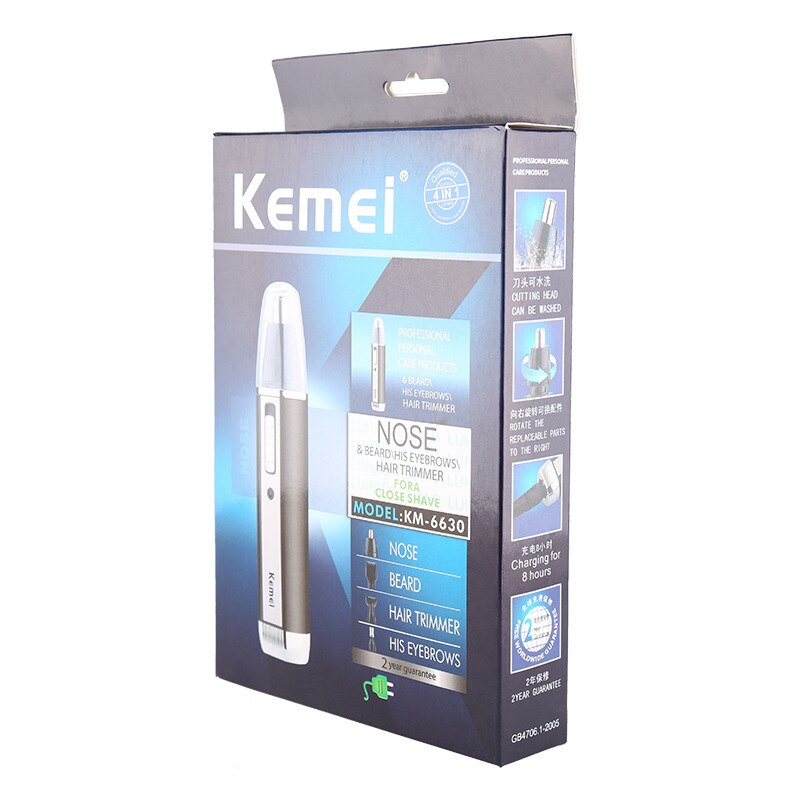 Kemei KM-6630 4 in 1 Neus Wenkbrauw Baard Trimmer Oplaadbare Elektrische Scheerapparaat Neus Oor Trimmer Met Tempel cut voor Mannen