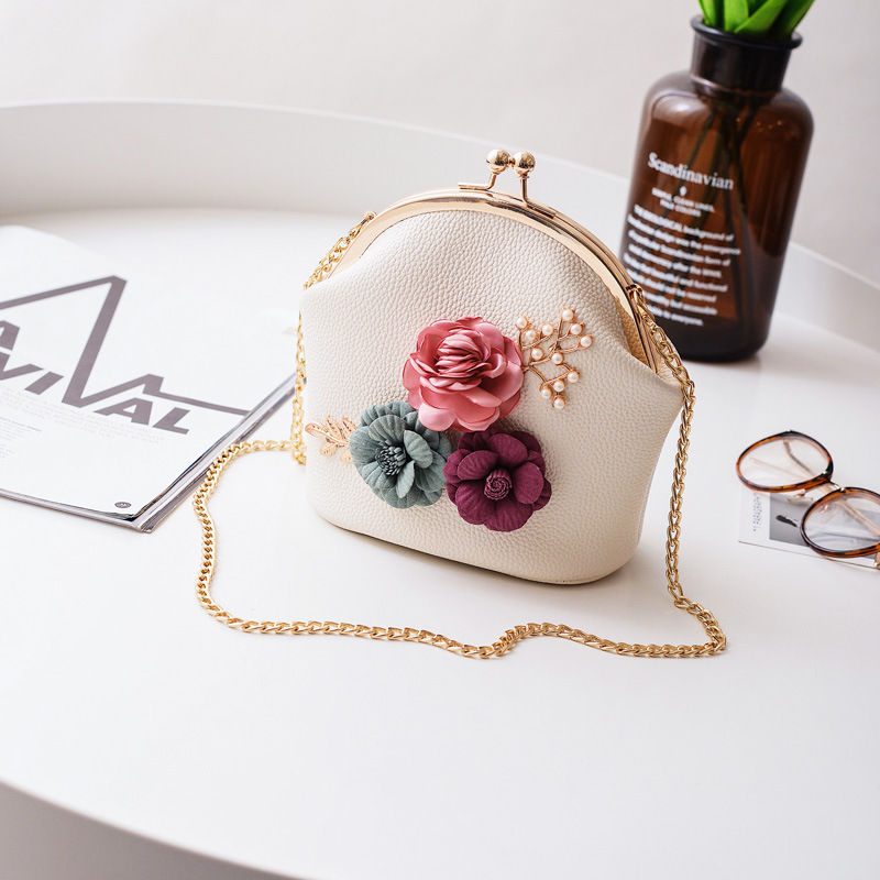 3d tassen met bloemenmotief voor dames, damestas, bolsa feminina schoudertas, luxe handtassen, damestas: Witte rijst