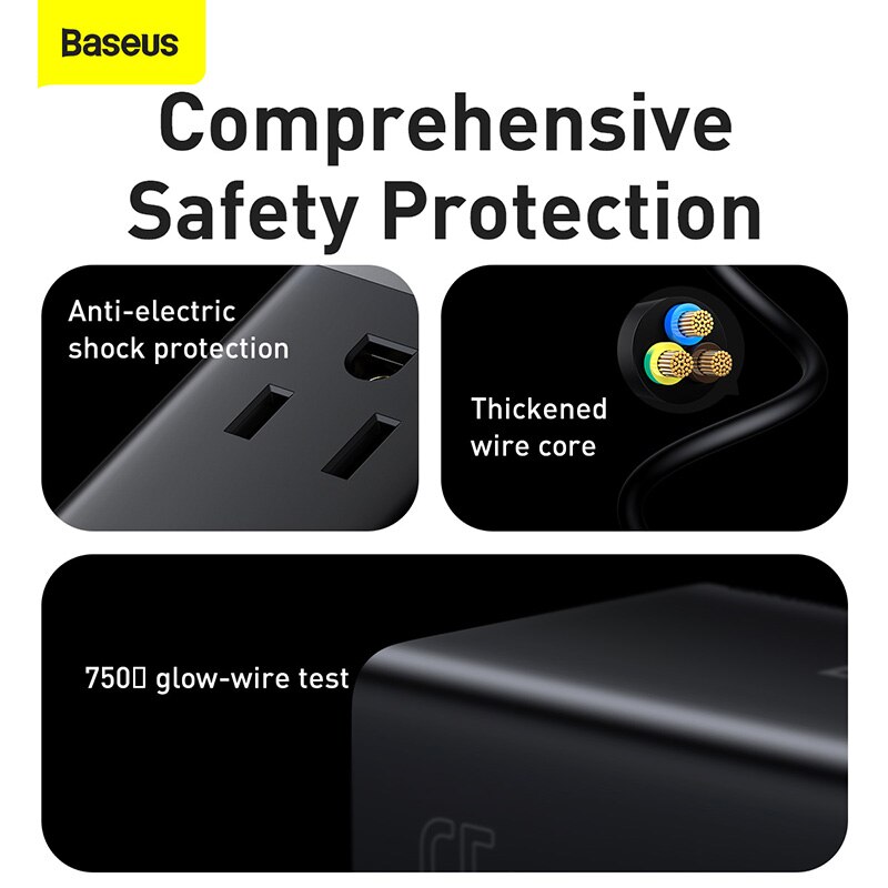 Baseus 65W GaN3 Pro ładowarka biurkowa listwa zasilająca wtyczka amerykańska stacja ładująca szybka ładowarka do iphone 13 12 Xiaomi Samsung Laptop