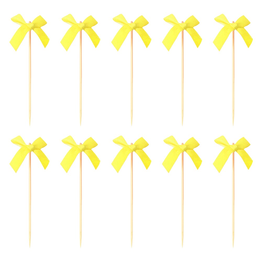 20Pcs Strik Verjaardag Insert Fruit Stok Kaarten Strik Sticker Dessert Cupcake Baby Shower Kids Party Bruiloft Benodigdheden: 20PcsYE