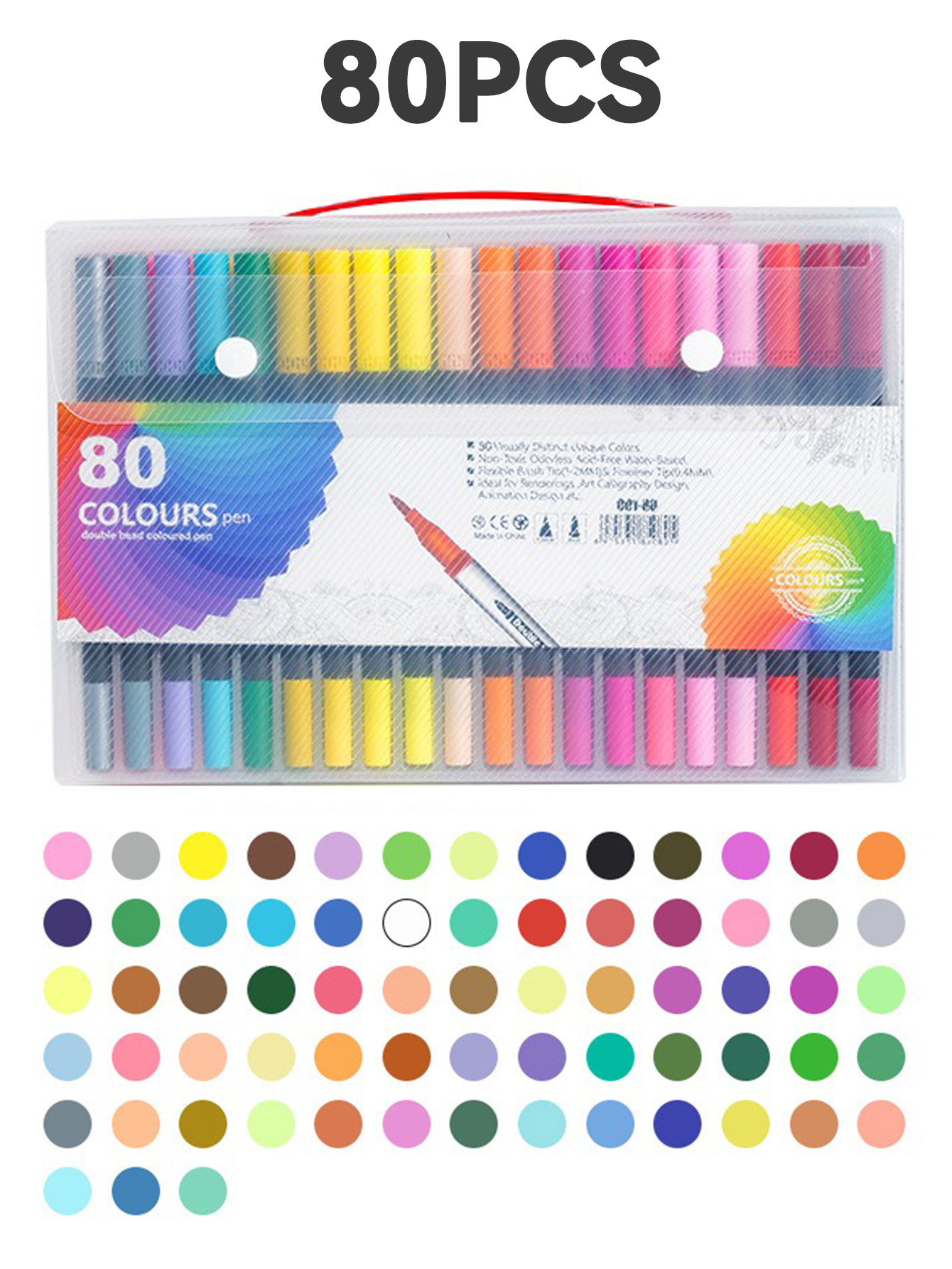 12/24/36/60/80/100/120 Colors Dual Markers Brush Pen Fine Double Tip Art Marker Coloring Hand Lettering Drawing School Supplied: Pink