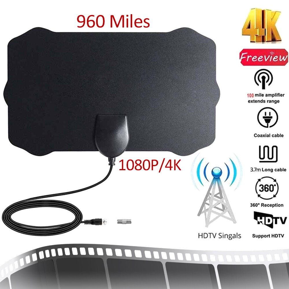 Willkey 4K Digitale Hdtv Antenne Indoor Amplified Antenne 960 Miles Range HD1080P Tv Hd Digitale Tv Antenne Gain 20 dbi