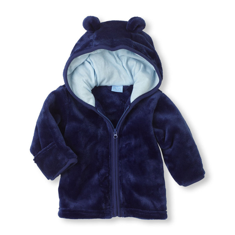 Male and female baby super Meng coral velvet hooded jacket infant hoodies three color options k1