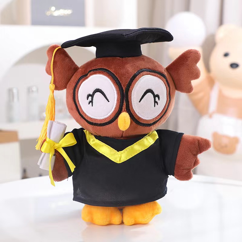 Muñecos de peluche graduados, Doctor, capibara, búho, oso, juguete de peluche, lindo Animal relleno, muñeca de juguete, almohada suave de dibujos animados, de graduación: Verde