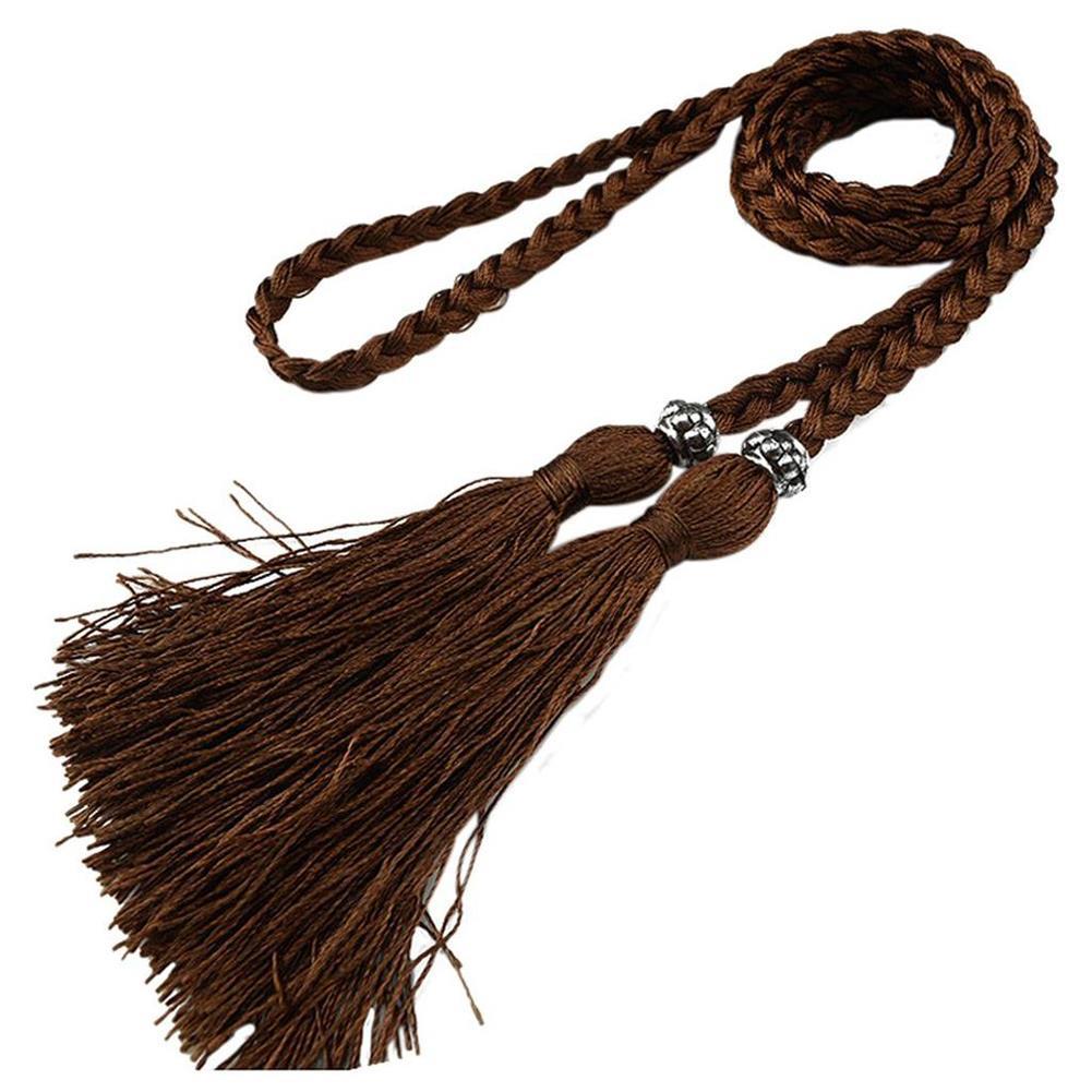 Cinto de borla tecido estilo trançado para mulheres, cintura boêmia para senhoras, corda de cintura, moda chinesa, acessórios de vestido