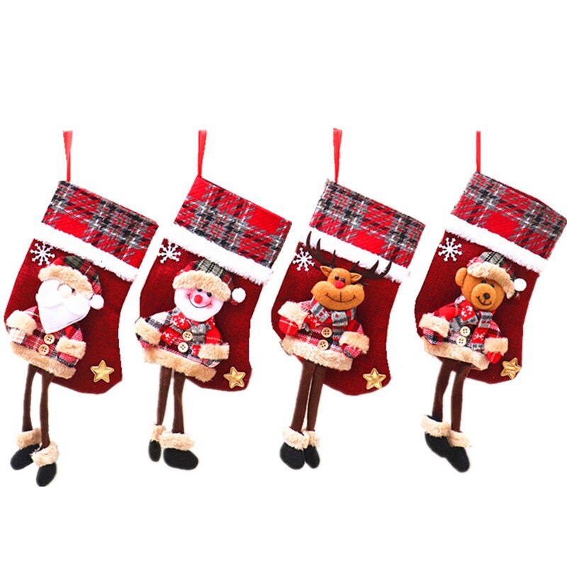 1Pc Jaar Kerst Kous Sack Xmas Candy Bag Kerst Decoraties Voor Huis Kerstman Sok Kerstboom decor