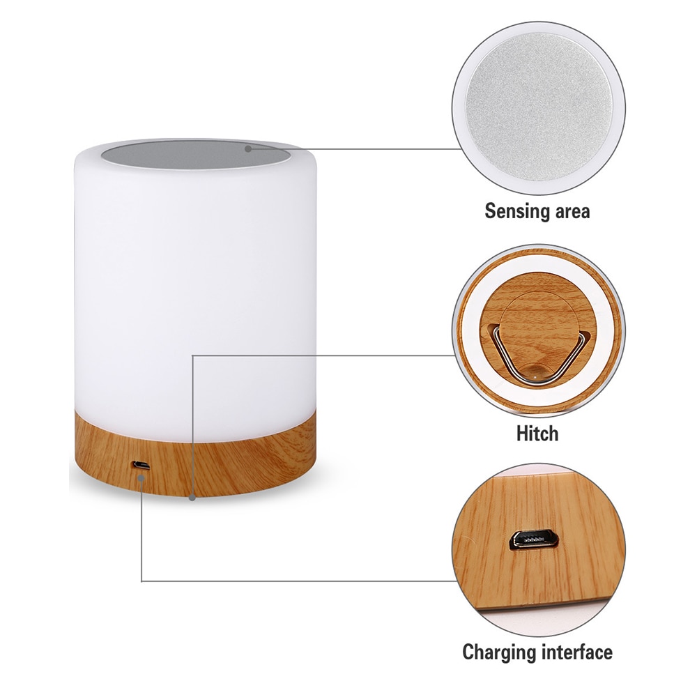 Smart Bedside Lamp Rechargeble Led Touch Night Light Innovative Little Nightlight Bed Desk Light Color Bedside Atmosphere Lamp