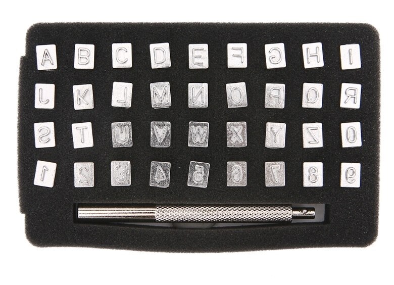 36 stk stål alfabet nummer stempel sæt til læder håndværk frimærker værktøj kunst: 6mm