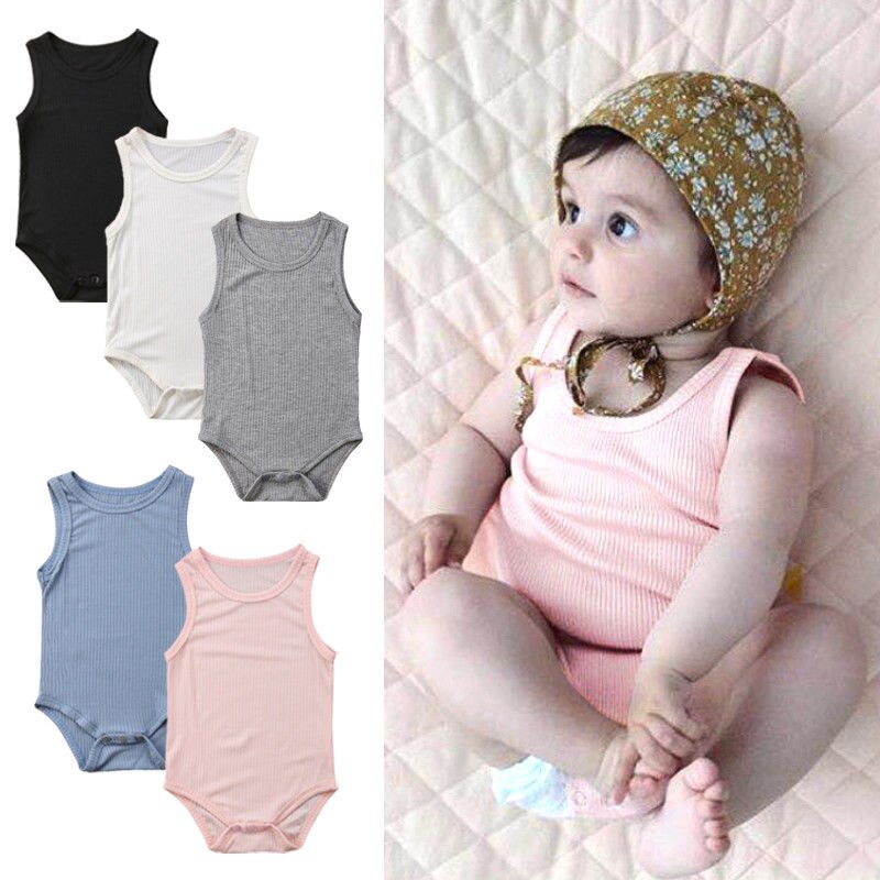 Appena nato Del bambino Dei Ragazzi Vestiti di Cotone Senza Maniche Della Tuta abiti Abbigliamento