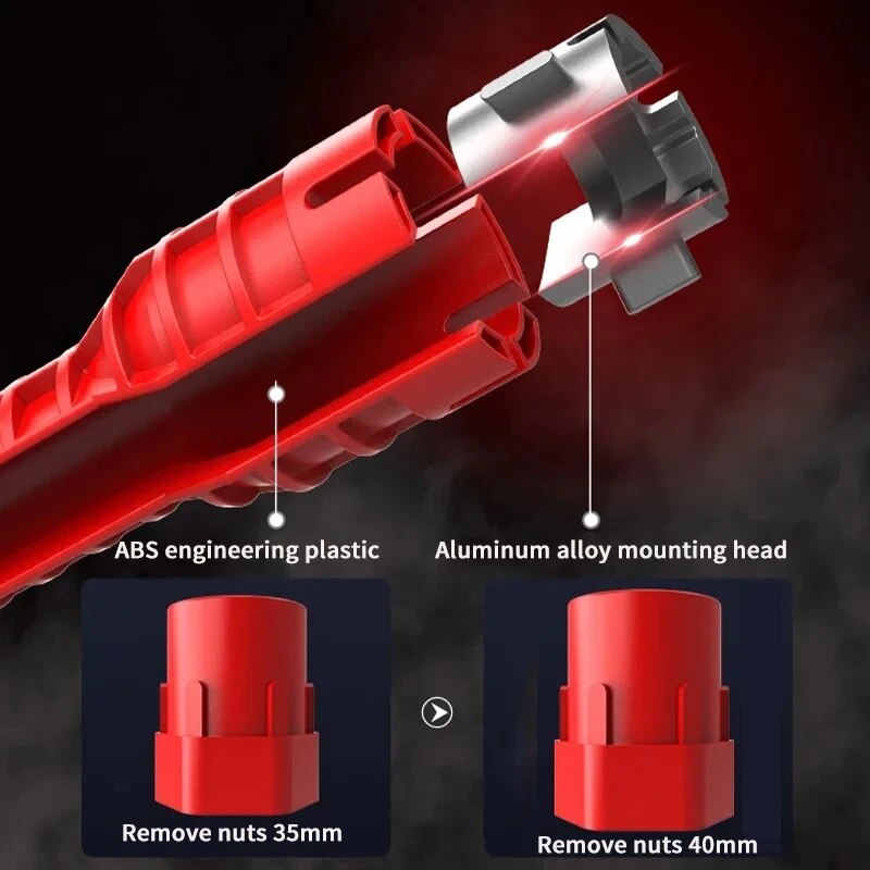 14-in-1-Waschbecken-Wasserhahn-Schraubenschlüssel, Sanitär-Reparatur-Werkzeug, Griff, Doppelkopf-Schraubenschlüssel, Schraubenschlüssel, Werkzeug-Installateur, Ratschenschlüssel-einstellen für Badezimmer
