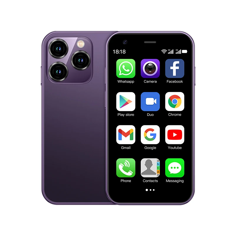 SOYES XS15 Ultradünnes 3,0-Zoll-Kleintelefon 2 GB + 16 GB Android 8.1 Dual-SIM-bereithalten-3G-Mini-Smartphone 1000 mAh WLAN-GPS-praktisch: Lila / Offizielle standard