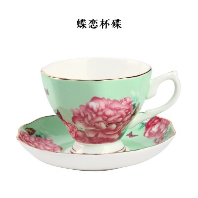 Keramisk kaffe britisk svart kinesisk bryllup kongelig benporselen blomst tekopp og tallerkensett: 05