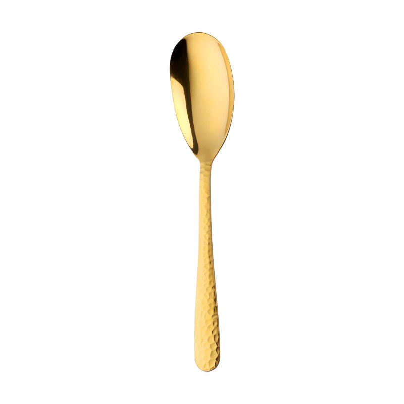 Grote Opscheplepel Vork 12Inch Goud Salade Servers Eetlepel Roestvrij Staal Rose Goud Eettafel Gereedschap Keukengereedschap: Gold-Spoon