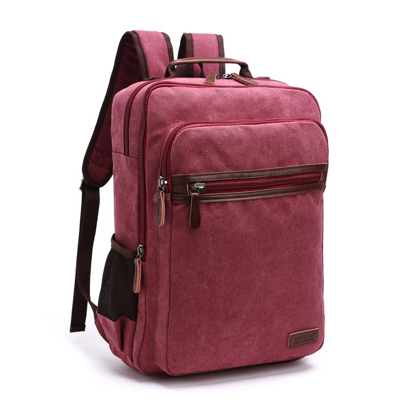 Vintage Canvas Rugzak Mannen Grote Capaciteit Reizen Schoudertas Schooltassen Voor Tieners Mannelijke Notebook Laptop Rugzak Voor Mannen: red