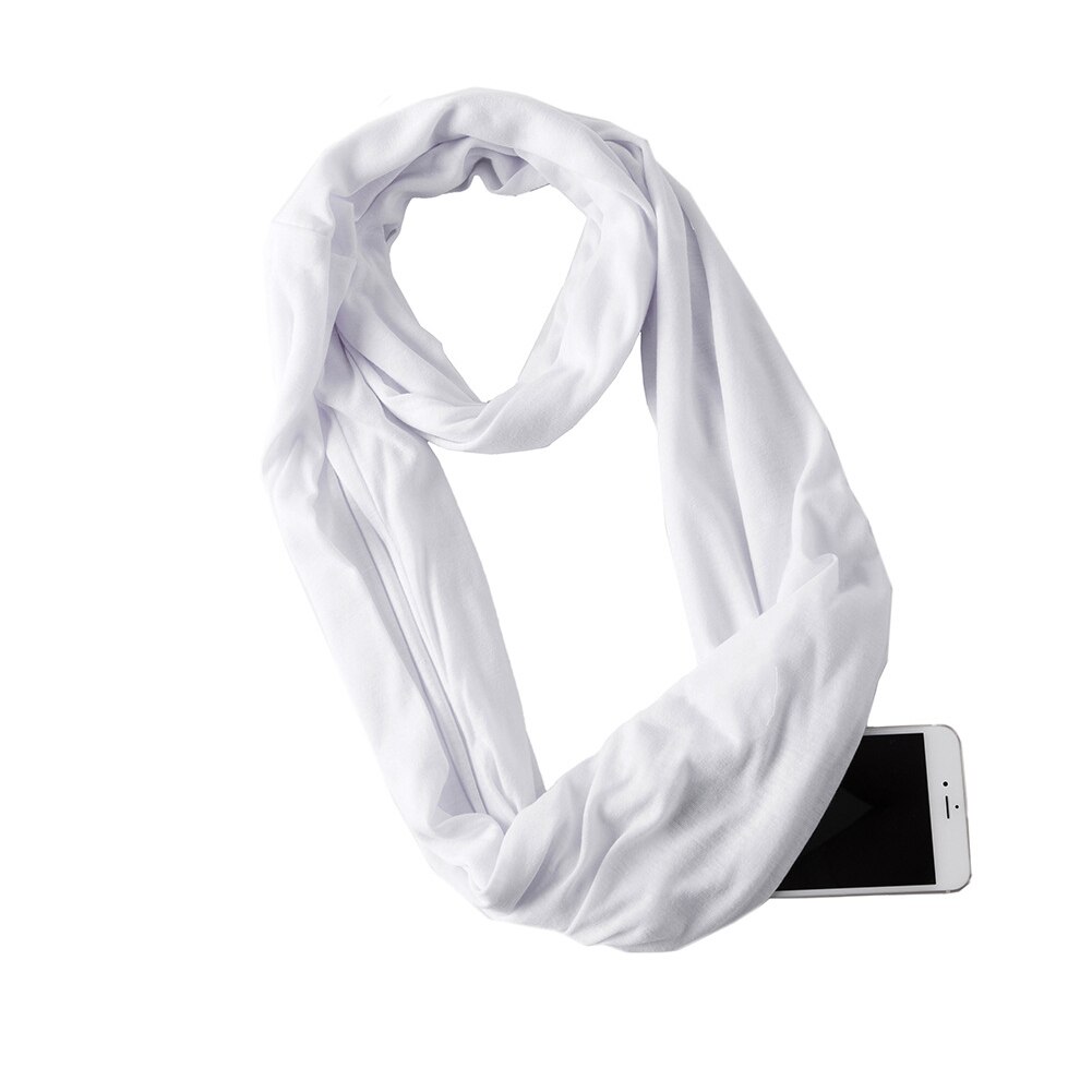 Effen Opslag Outdoor Loop Sjaal Met Ritsvak Flexibele Warm Houden Winddicht Vrouwen Winter Convertible Sjaal Lichtgewicht: WHITE