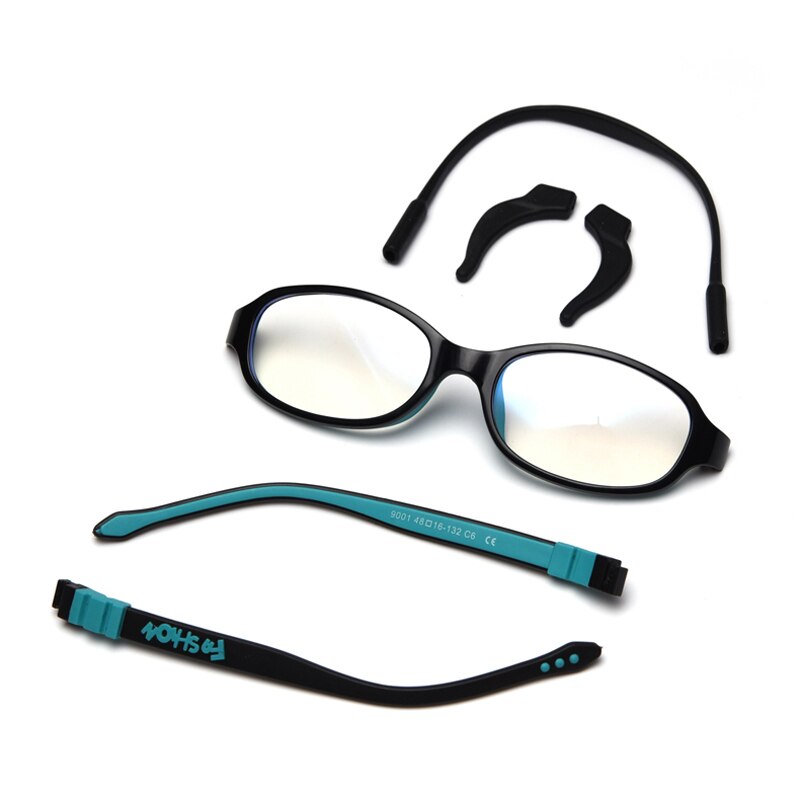 Peekaboo kids silicone glasses for children ultralight clear lens black boy optical eyeglasses for girls anti blue light: black blue