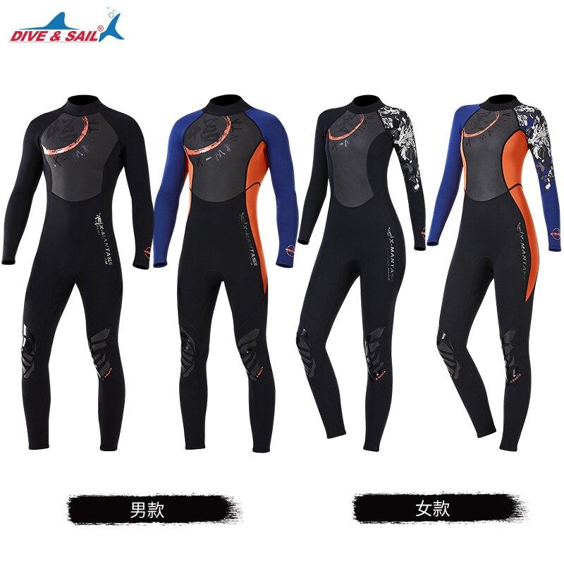 Wetsuit Men Diving Suit 1.5mm Neoprene Suit Long Sleeves Surfing Suit UV Protect Snorkeling Suit One Piece Kayaking Suit Women