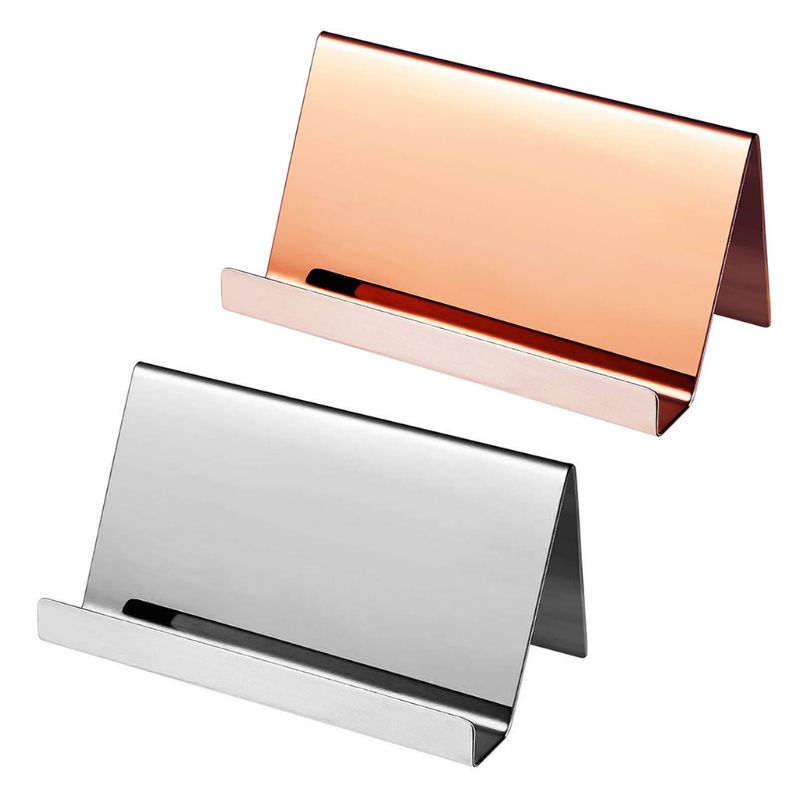 High-end rustfrit stål firmanavn kortholder display stand rack desktop bord arrangør 2 farver