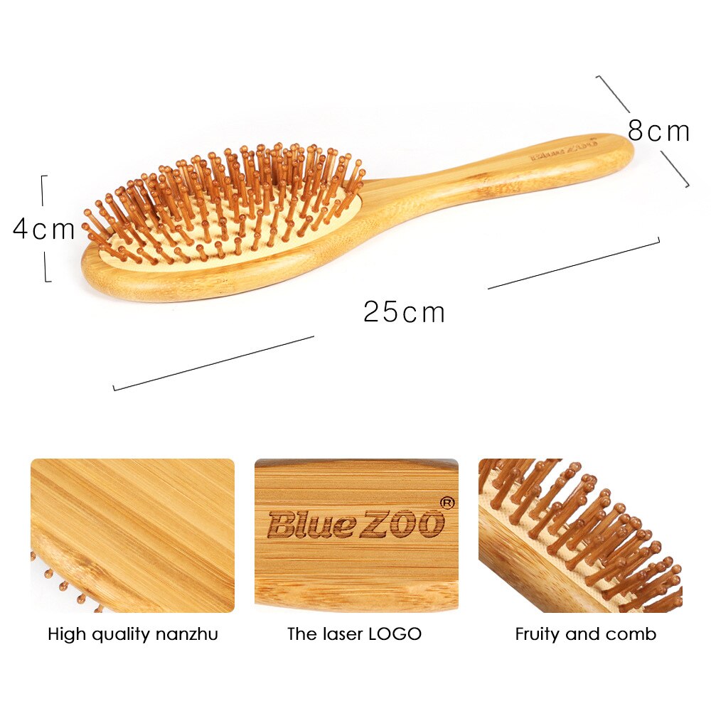 1Pc Bamboo Wooden Bristle Needle Massage Scalp Anti-static Natural Bamboo Hair Brush Comb Improve Hair Growth Prevent Hair Loss: 02