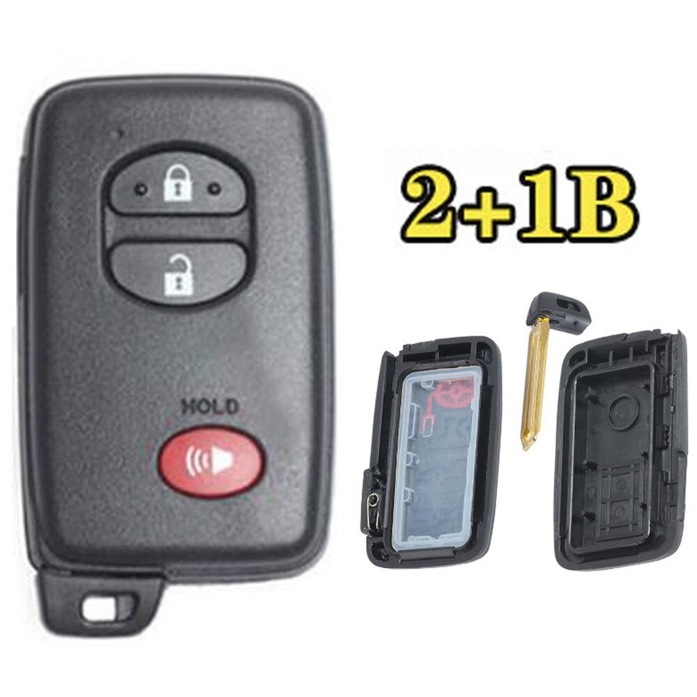 Voor Toyota Prius Land Cruiser Vervanging Remote Autosleutel Shell Case Fob 2/3/2 + 1/3 + 1 Knop met Ongesneden Blad HYQ14AAB Zwart: 2 with Panic Button