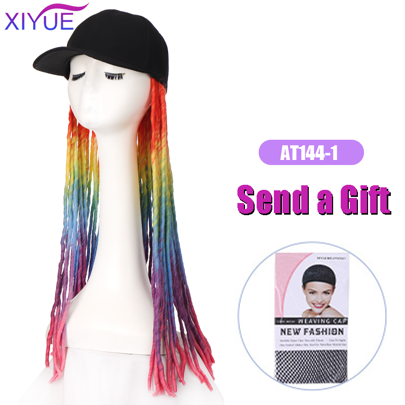 Long Synthetic Baseball Cap Hair Wig Natural Black Cap Hair Extensions Natural Wave Wigs Naturally Connect Hat Wig Adjustable: C4176
