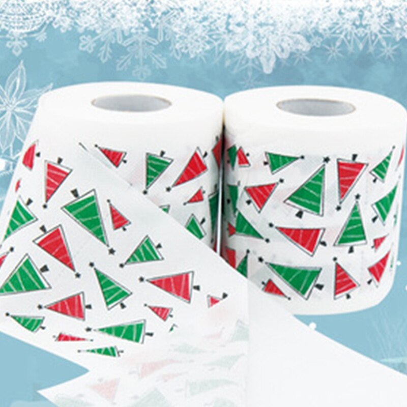 5PCS Christmas Pattern Series Roll Paper Christmas Decorations Prints Funny Toilet Paper Christmas Decorations for Home