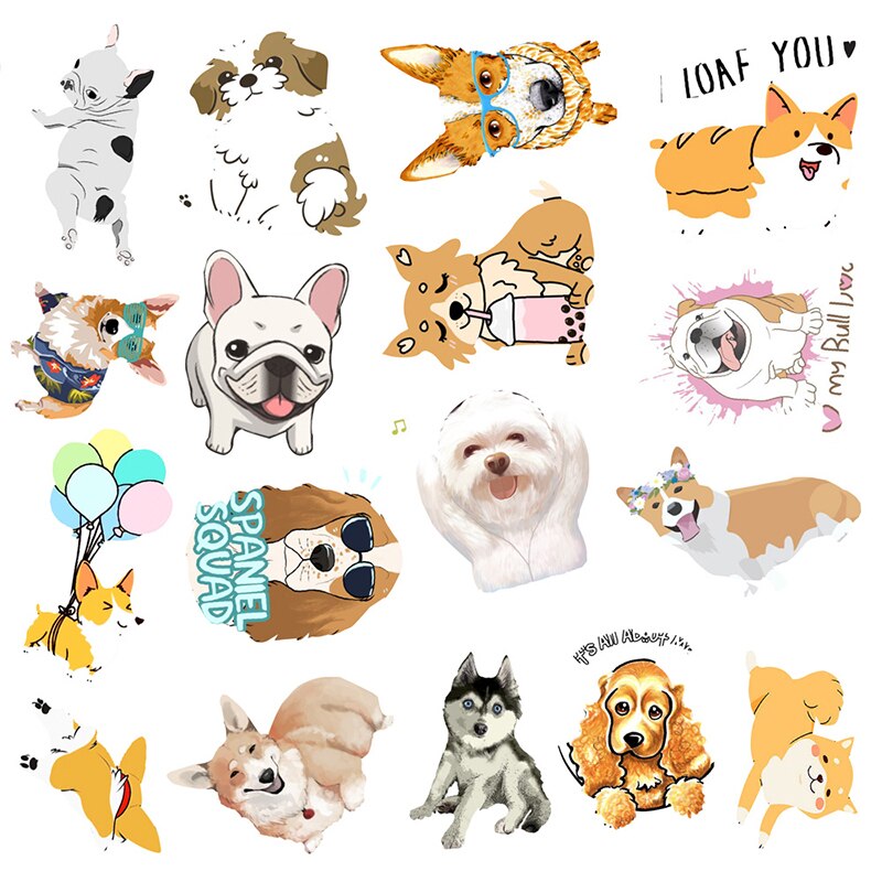 50 PCS Cartoon Dog Stickers Cool Different Style Dogs Waterproof Decals Pack Animals Cute Corgi Pet Supplies Laptop Sticker