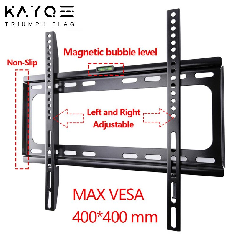 Kayqee fast tv -væg til 32-55 tommer led lcd og plasma beslag tv vægmontering op til vesa 400 x 400mm og ilægning 110 lbs