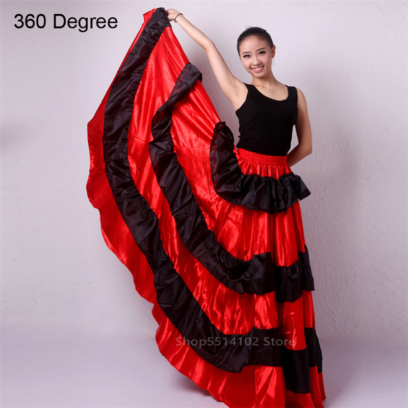 Kvinder spansk flamenco kostume dans nederdel scene performance konkurrence stor swing kjole sigøjner stil ballet tyrefægtning kostumer: 360 grader