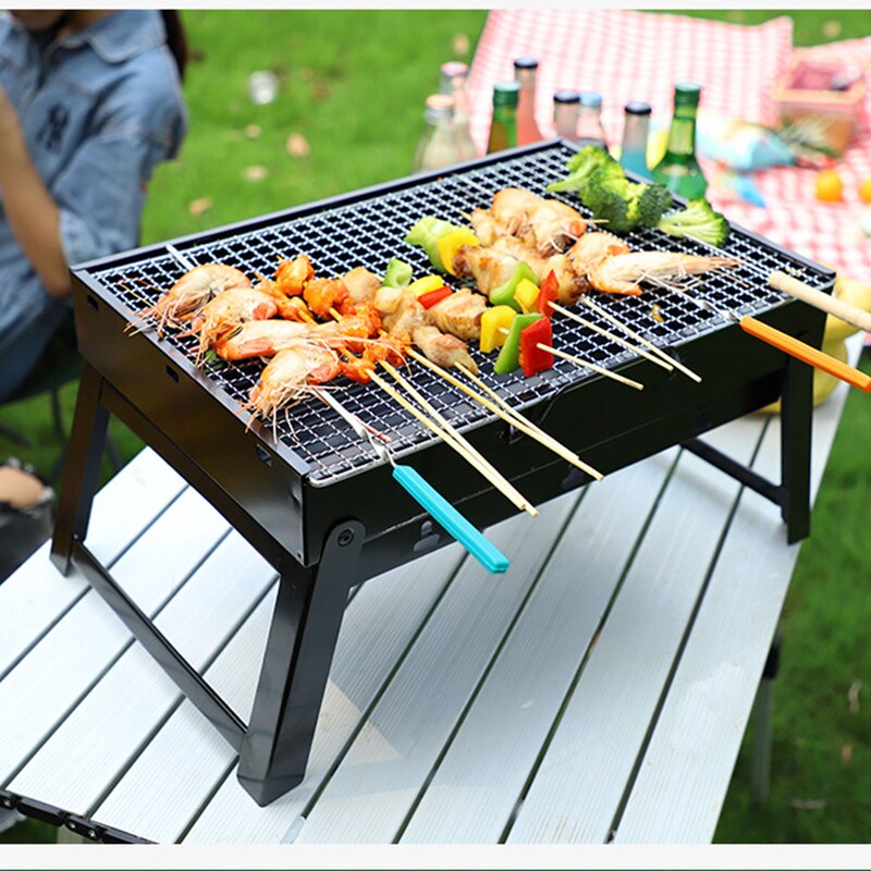 Outdoor Grill BBQ Mini Barbecue Grill Stainless Steel Grill Stand Home Portable Foldable Roasting Meat Tools Camping Party Cook