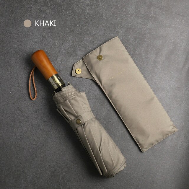 PARACHASE Großen Regenschirm Männer Geschäft Stil 115cm Automatische Regenschirm Regen Doppel Schicht 10K Winddicht Große Golf Regenschirme Holz: khaki