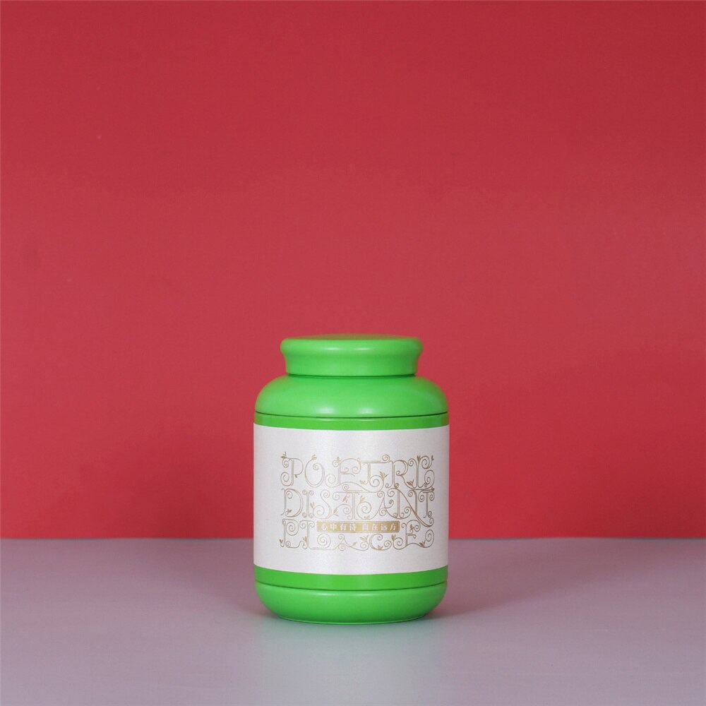 Portable Tinplate Tin tea caddy Tieguanyin sealed storage tank travel Tea Boxes tea tin containers coffee canister Spice jar: A07