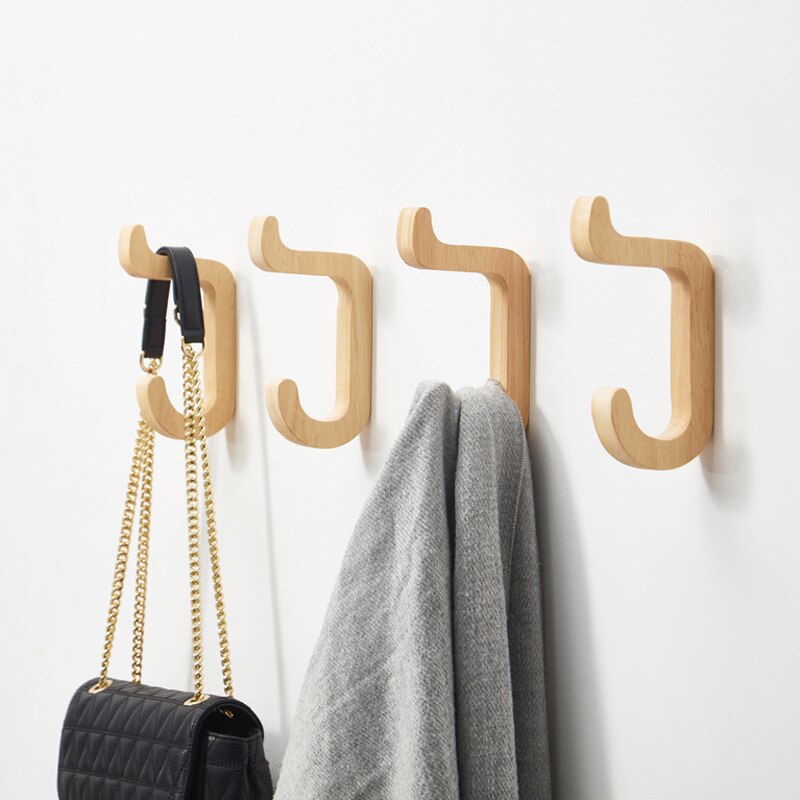 2 stk /4 stk trekrok i japansk stil moderne minimalistisk original klær i massivt tre veggkrok