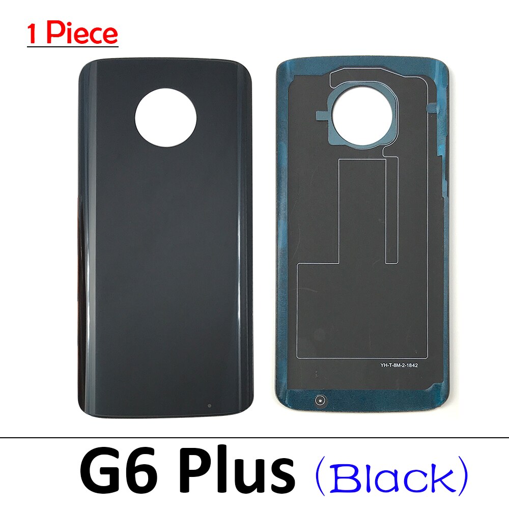 Battery Back Cover Rear Battery Housing with Glue For Motorola Moto G5 G6 E6 Play E7 Plus G8 Power Lite One Vision X4: G6 plus Black