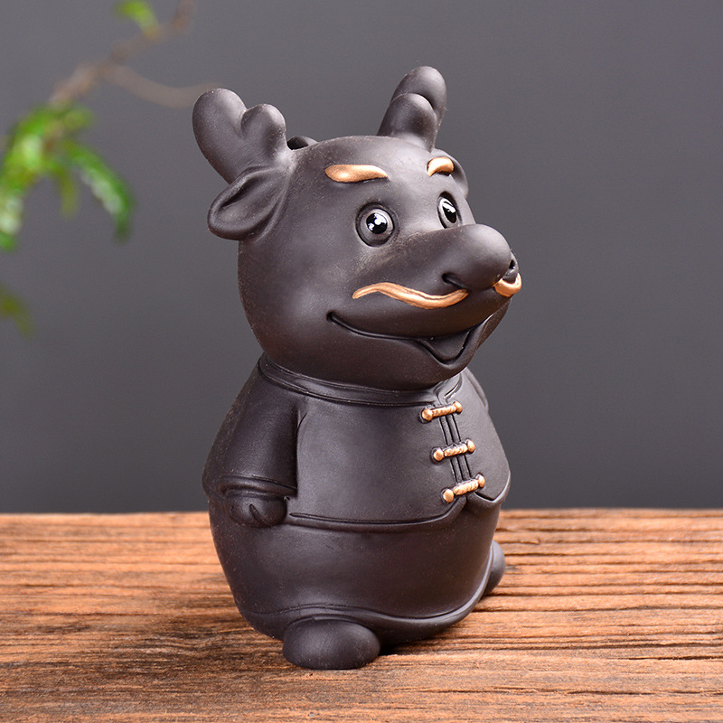 12 kinesiske stjernetegn kung fu te kæledyr desktop dekoration dejligt dyr hund gris drage tiger hest sand te kæledyr lilla te tilbehør