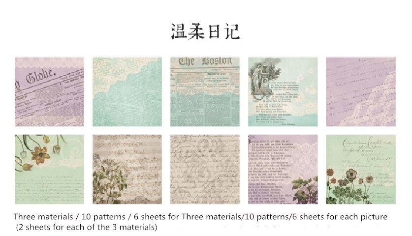 60PCS/bag Vintage Old Newspaper Series Mixed Material Package DIY Scrapbooking Junk Base Collage Wrapping material paper: F  60sheets 1bag