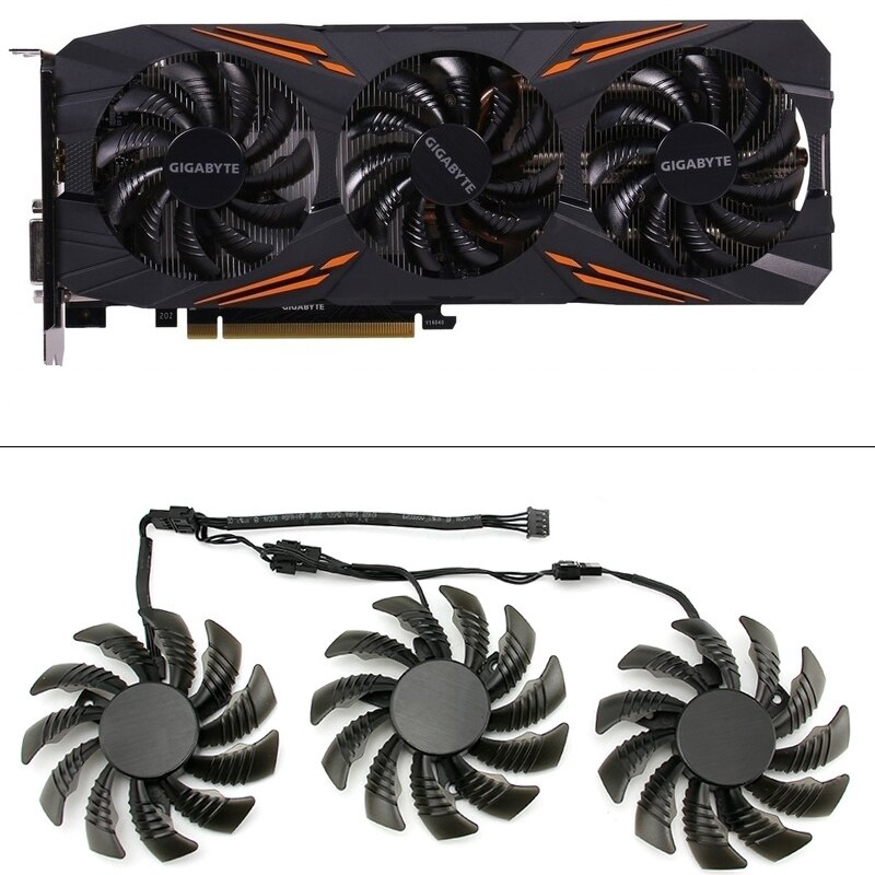 Ventilador para Gigabyte AORUS GTX 1060 1070 1080 G1 GTX 1070Ti 1080Ti 960 980Ti, , 3 unidades, T128010SU PLD08010S12HH 4PIN 78MM GTX1080 GPU