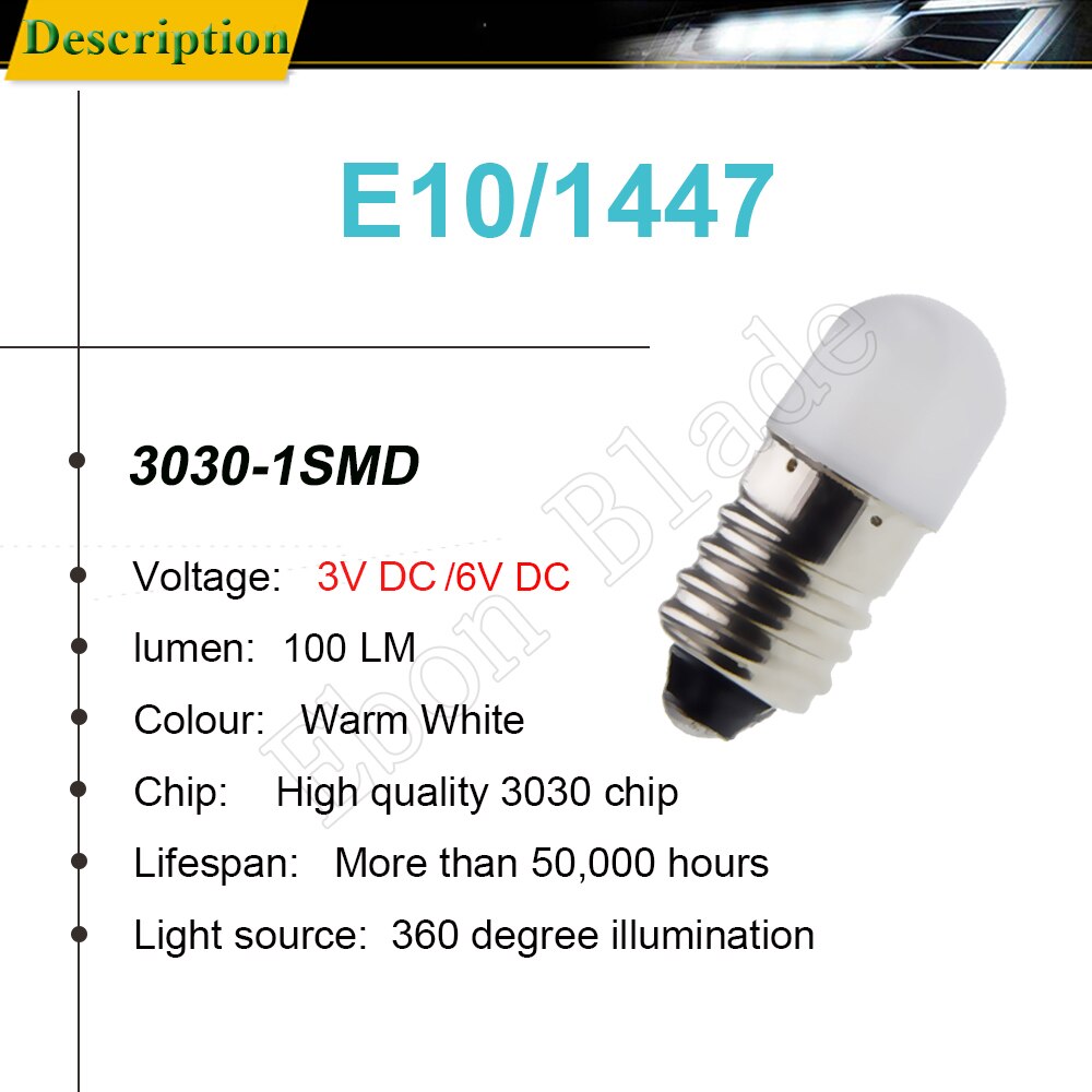 Paar E10 1447 Schroef LED Lamp 3 Volt 6 Volt Voor Zaklamp Vervanging Lamp Zaklamp Werklamp Lamp 100 Lumen Warm Wit 3 V 6 V DC
