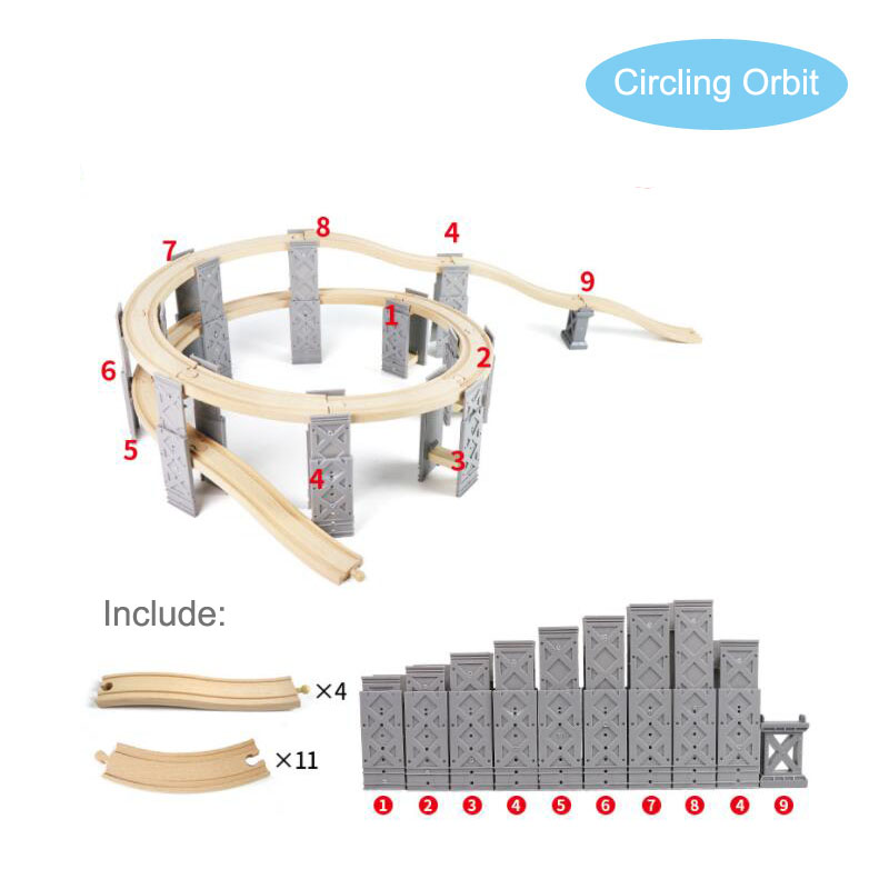 Houten Trein Station Auto Garage Speelgoed Beuken Houten Track Railway Bridge Fit Biro Alle Merken Houten Spoor Speelgoed Voor Kinderen