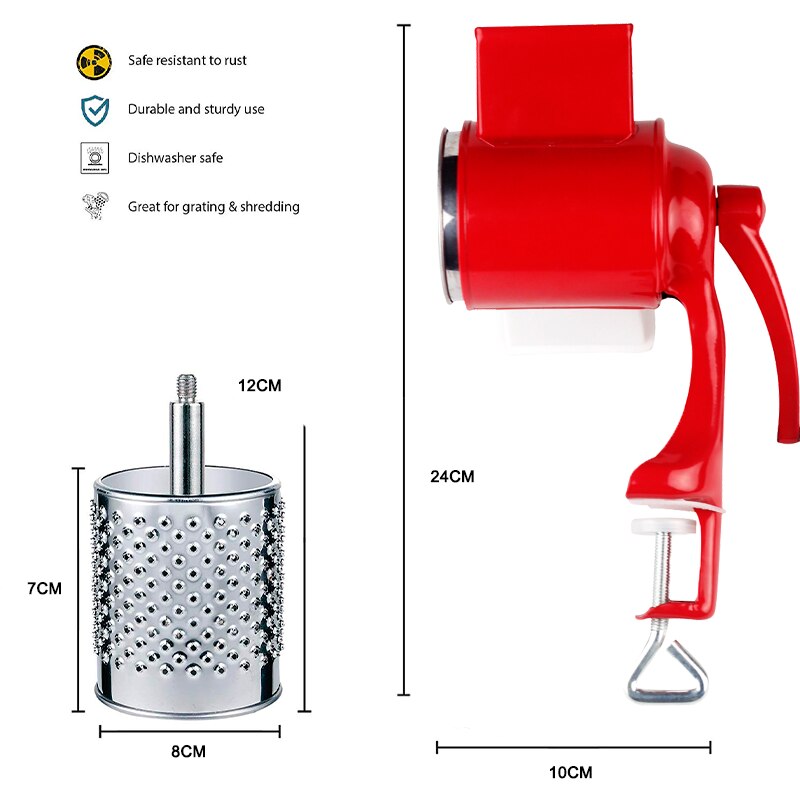 Roterende Kaasrasp Eten Mills Met 5 Drum Blade Voor Raspen Kaas En Multi Moer Molen Slijpen Noten