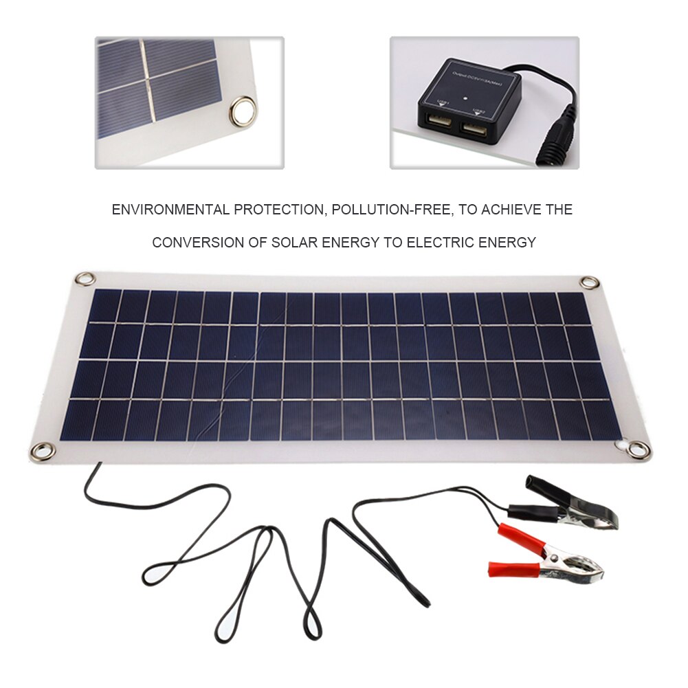 20W Dual USB+DC Flexible Solar Panel Controller Power Generation Kit Photovoltaic Panel Car Charger