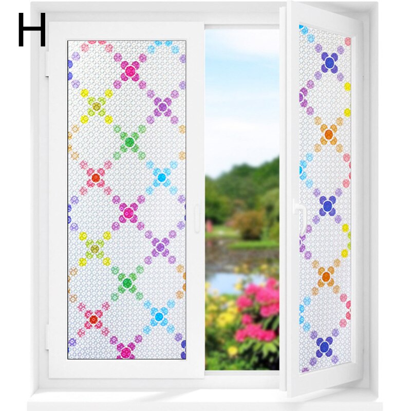 Película de Ventana de vidrio opaco esmerilada con flores de 45cm * largo y 100cm para privacidad de ventanas pegatinas de vidrio adhesivo decorativo para el hogar: H