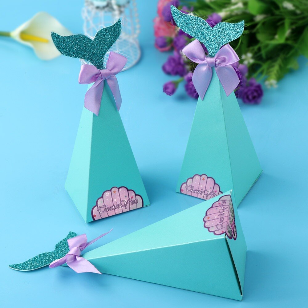 OurWarm Mermaid Boxes Little Mermaid Party Supplies Birthday Mermaid Favor Bag Banner Bracelet Baby Shower Candy Box