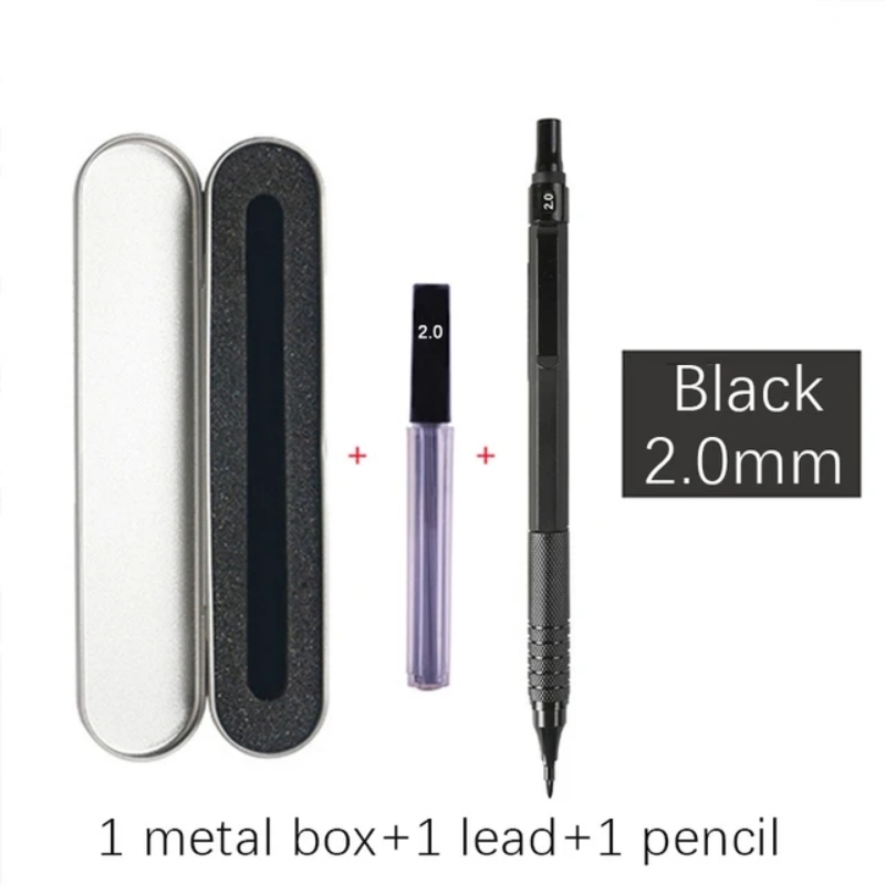 Metal Mechanical Pencils Set with Lead Refills Drafting Automatic Pencil 0.3, 0.5, 0.7, 2.0mm Pencil for Art Supply: green