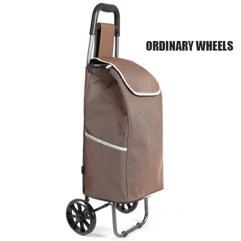 Shopping cart folding portable grocery cart luggage cart trolley trailer small hand cart home elderly: Ordinary wheels 3