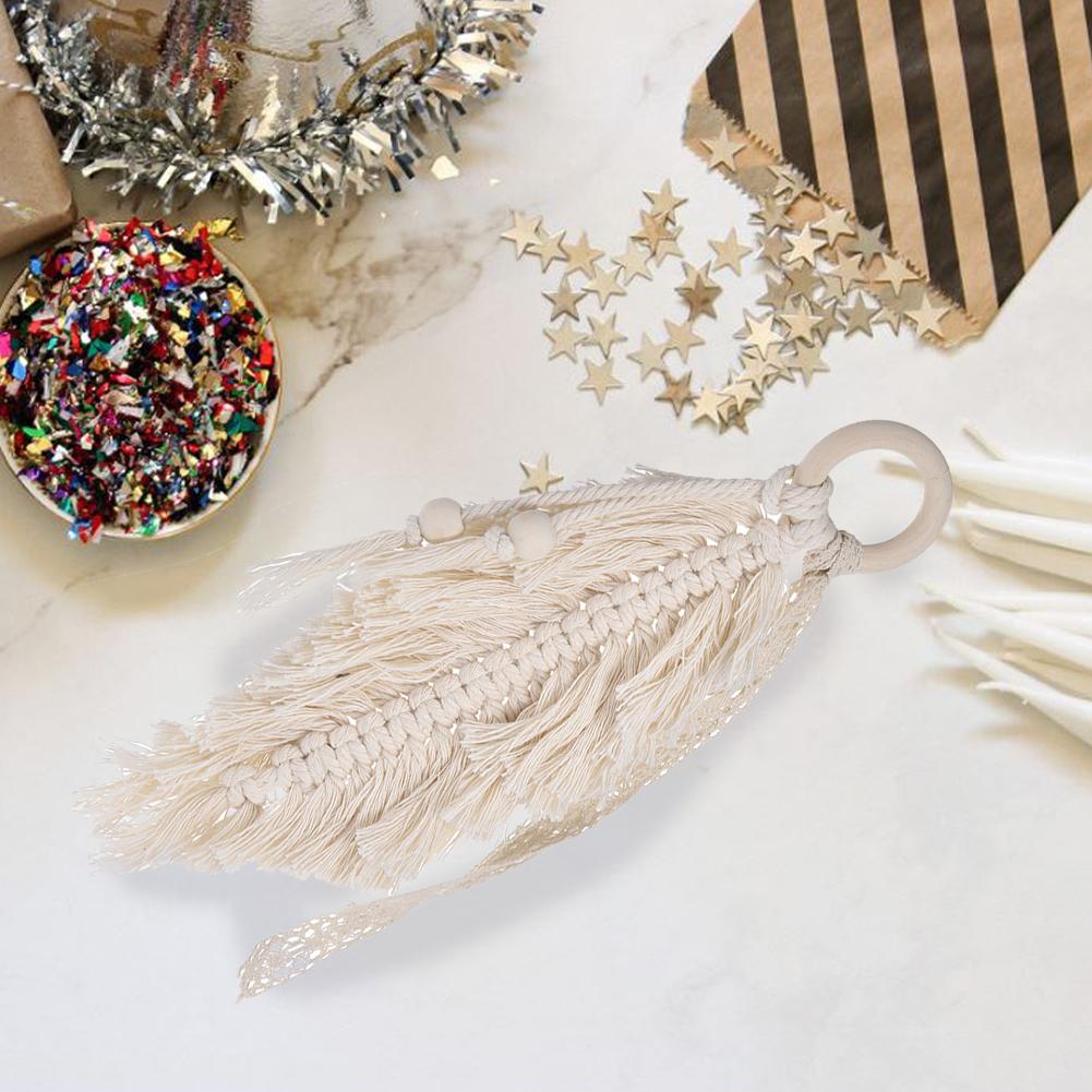 nordisch Böhmen Macrame Federn Fransen Wandteppich Mini Macrame Zauberstab Hängen Boho Dekor Handwoven Hochzeit Auto Dekoration