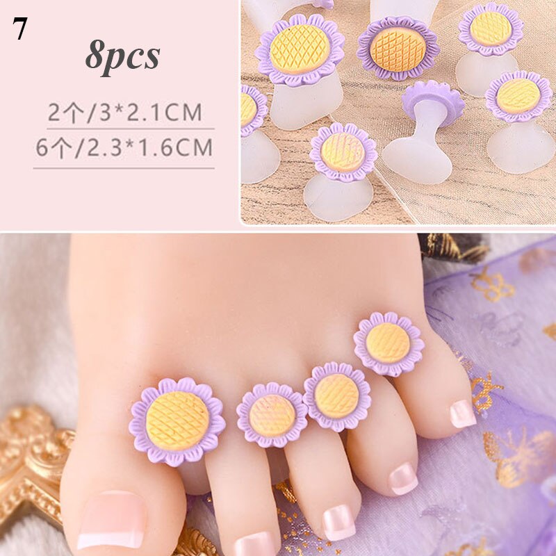 Silicone Thumb Protector Nail Care Nail Art 8 Pcs Teen Separator Manicure Daisy Bloem Crystal Diamond Comfortabele Pedicure Tool: Army Green