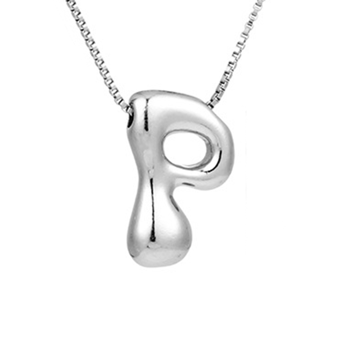 Delicate Chunky Balloon 26 Letter Necklace Bubble Initial Alphabet Pendant Box Chain Choker Stainless Steel Gold Plated Jewelry: Black Gun Plated