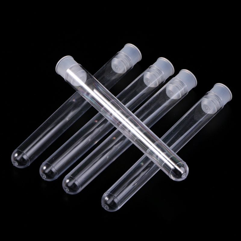 50 Teile/paket 12x 100mm transparent Labor Klar Kunststoff Prüfung Rohre Fläschchen Mit drücken Deckel Schule Labor Liefert