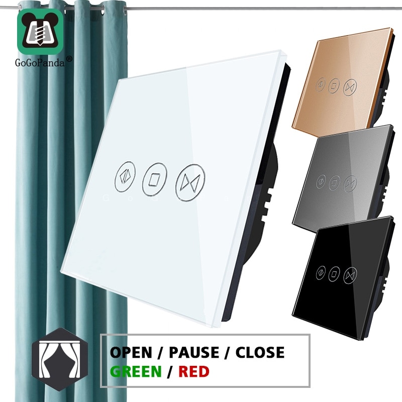 Smart Curtain Switch - EU Standard Touch Panel - AC 110-250V - Open/Pause/Close Function